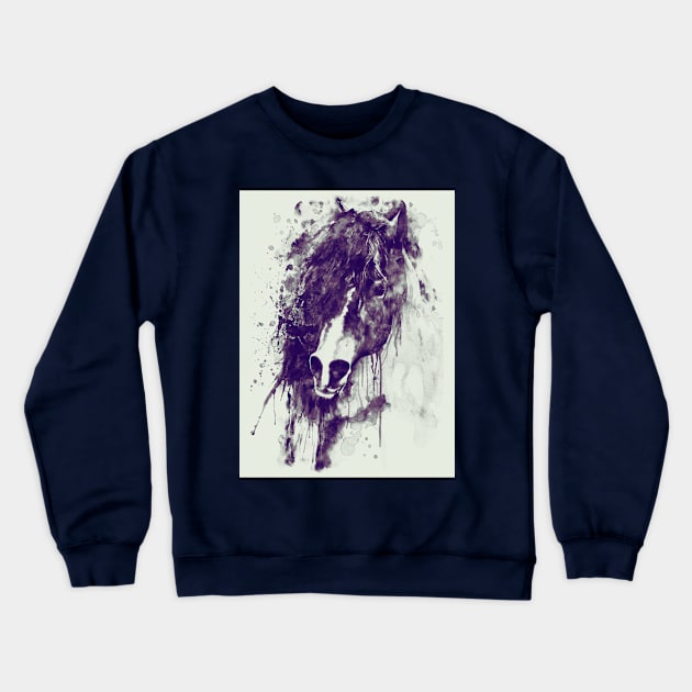 Abstract Horse Head Purple Tones Crewneck Sweatshirt by Marian Voicu